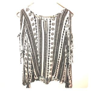 Black and white long sleeve tie up on arms